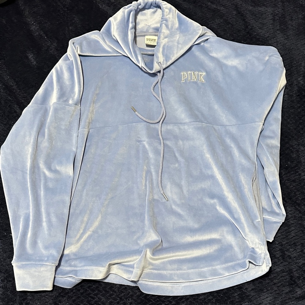 PINK Victoria's Secret Sky Blue Velour Hoodie